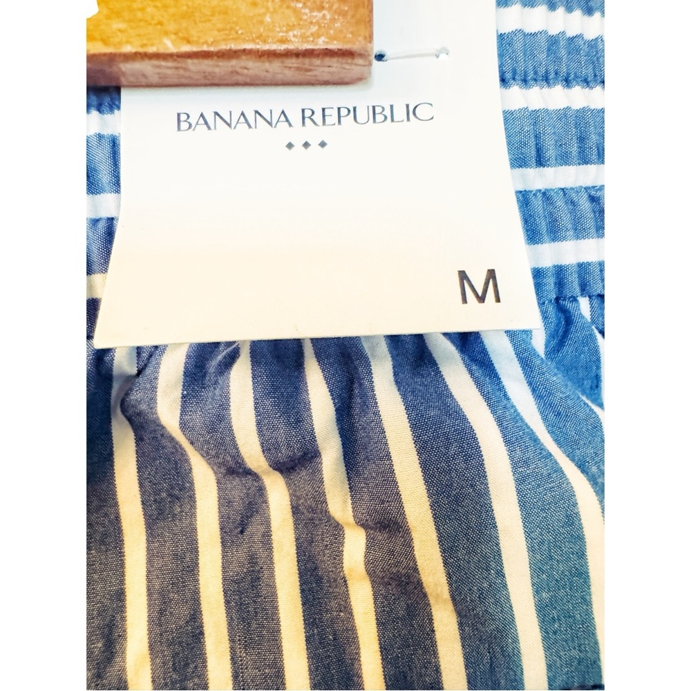 Banana Republic Midrise Drawstring Shorts – Blue & White Stripe (Size M) - Picture 7 of 8